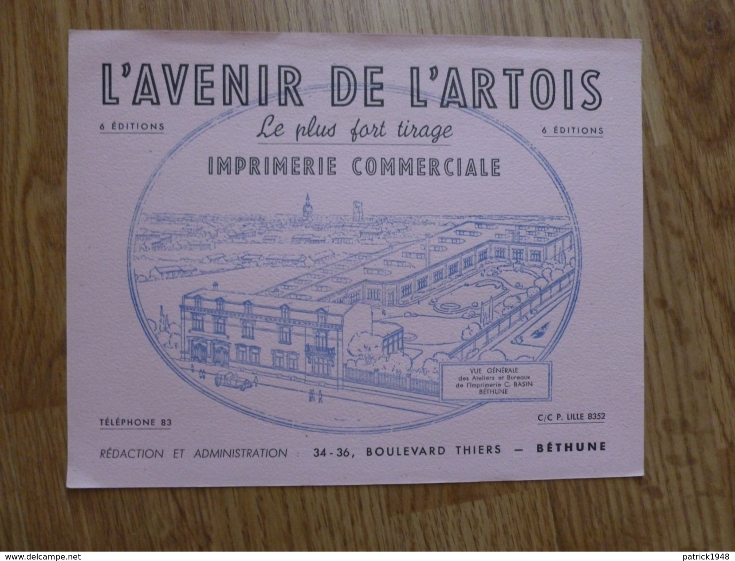 BUVARD L'AVENIR DE L'ARTOIS - Papeterie