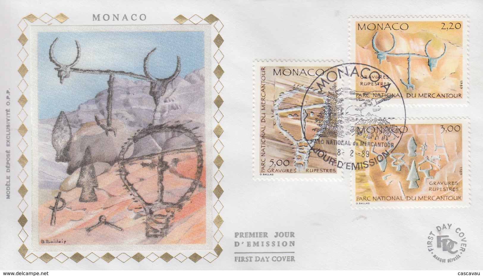 Enveloppe  FDC  1er   Jour    MONACO    Parc  Du  Mercantour   Gravures  Rupestres    1989 - Préhistoire