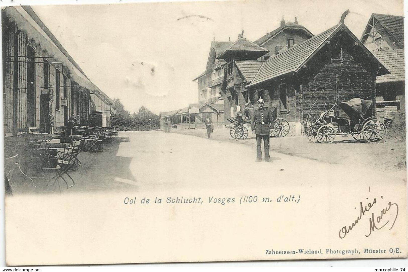 TAXE 1C NOIRX3+ 10C LA QUEUE LES YVELINES 1903 CARTE  COL VOSGES OBL GERMANIA 5C ALTERNBERG - 1859-1959 Storia Postale