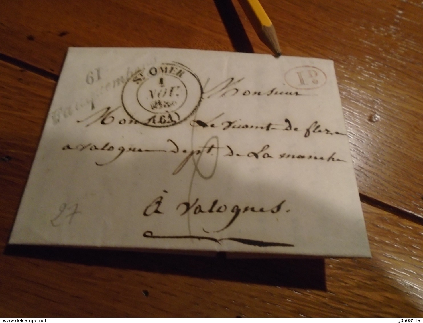 1835-PAS DE CALAIS- Lettre  TAXEE - Départ St OMER  + Decime Rural +Cursive FAUQUEMBERG IND/10- 5 Photos - 1801-1848: Vorläufer XIX