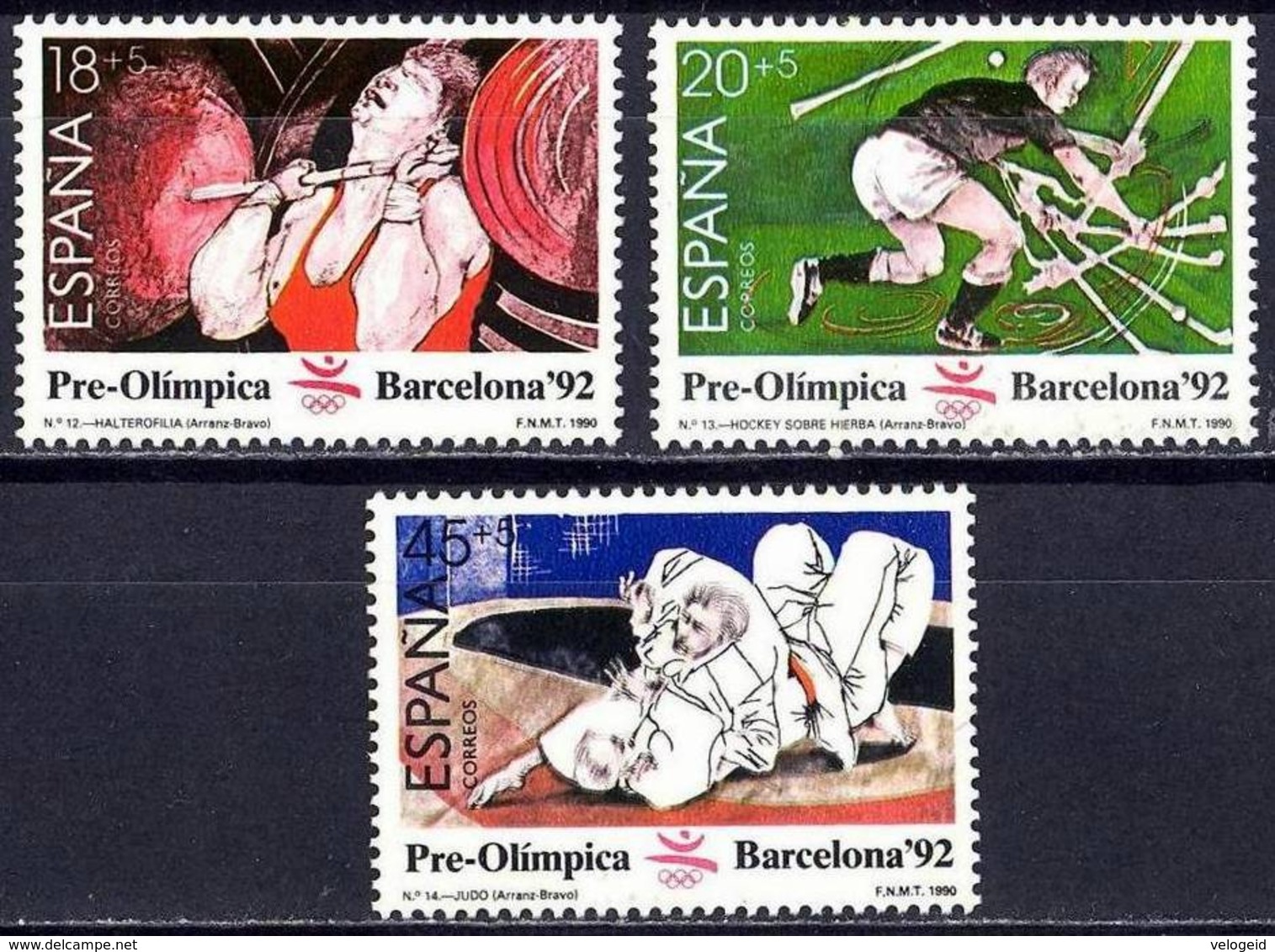 España. Spain. 1990. Juegos Olimpicos. Barcelona. Halterofilia. Hockey Hierba. Judo - Ungebraucht