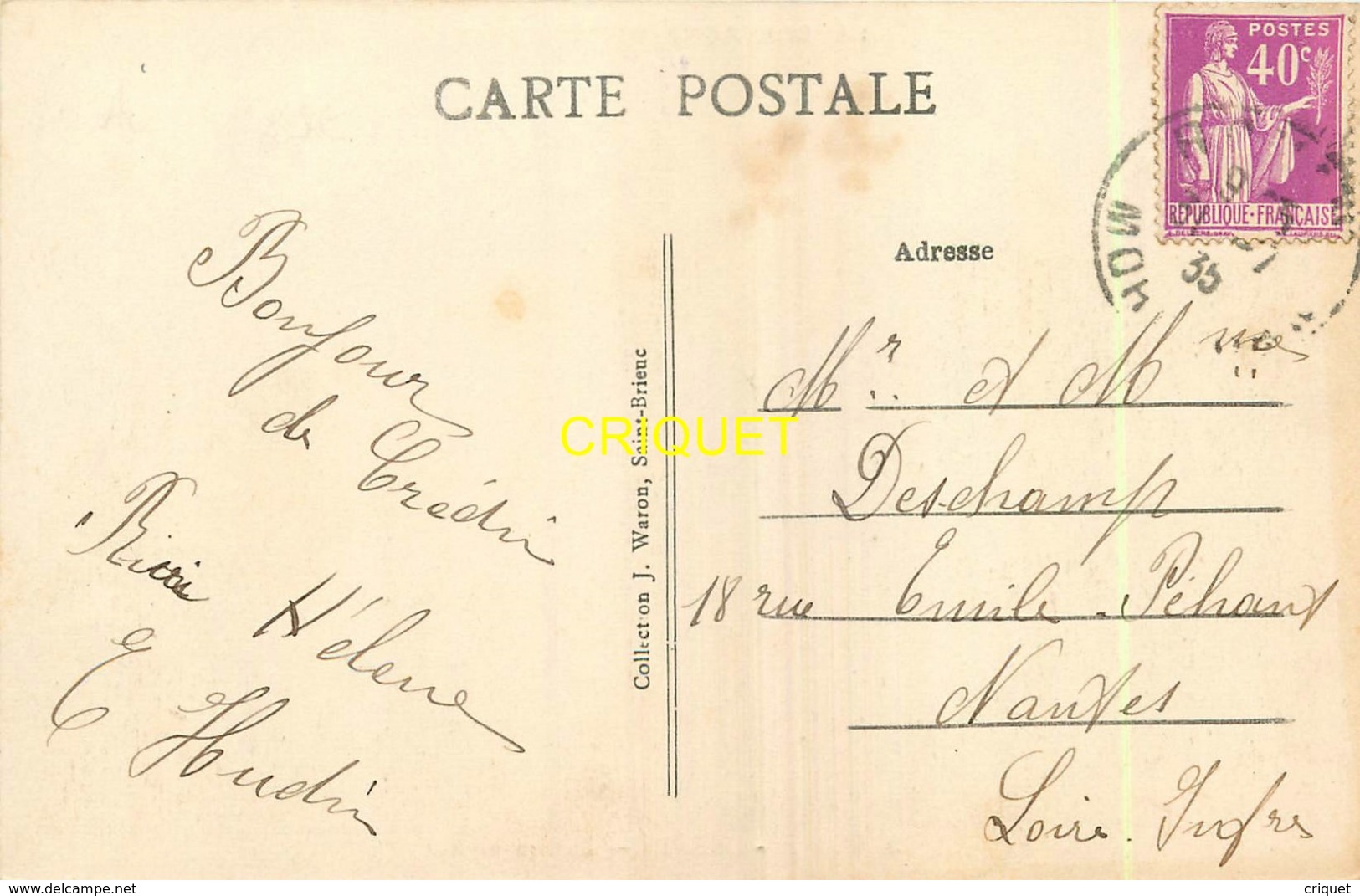 56 Crédin, La Grande Rue, Belle Carte Affranchie 1935 - Autres & Non Classés