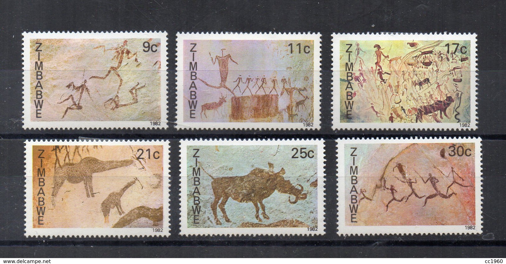 ZIMBABWE - 1982 - Pitture Rupestri - 6 Valori - Nuovi - Linguellati * - (FDC17395) - Zimbabwe (1980-...)