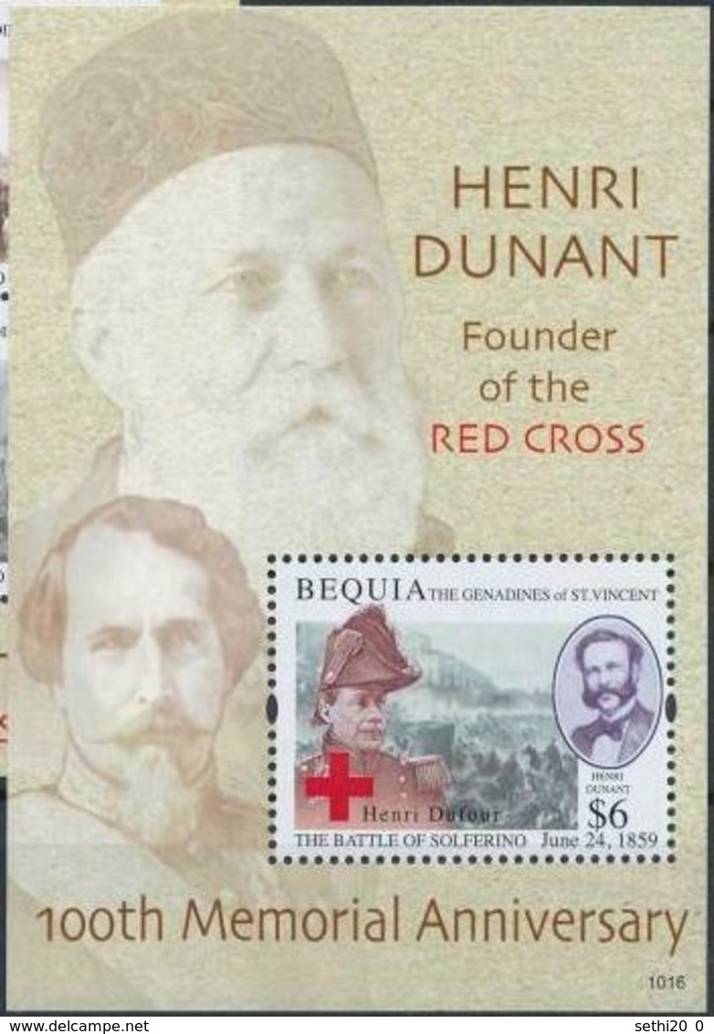 Beuquia Grenadines Saint Vincent  Red Cross Croix Rouge  Henry DUNANT  MNH - Prix Nobel