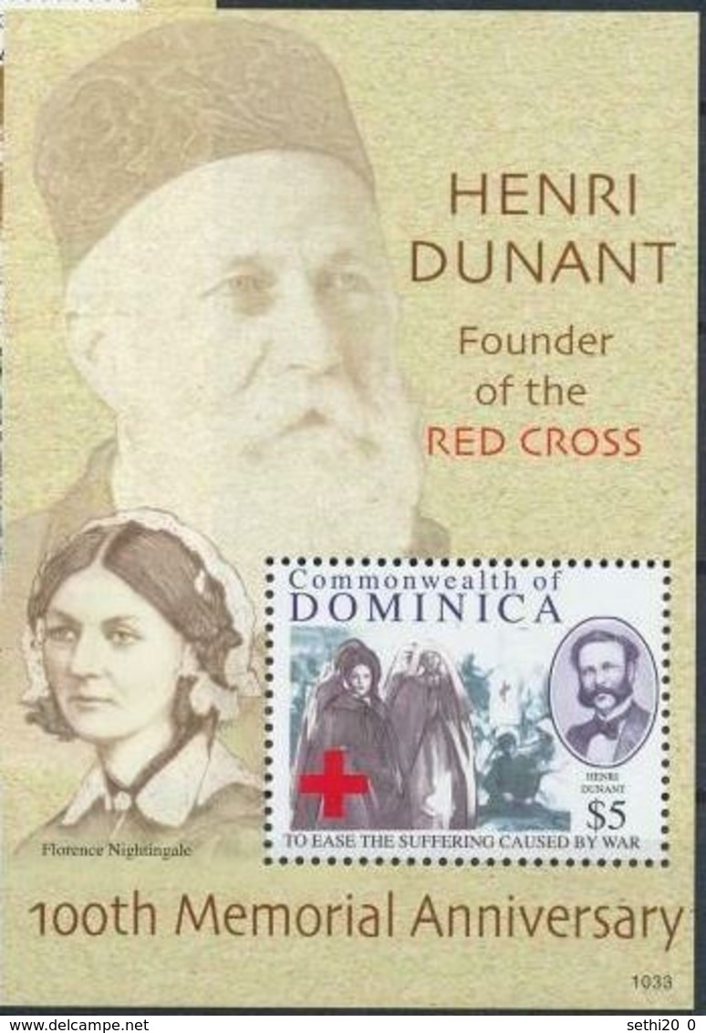 Dominique  Red Cross Croix Rouge  Henry DUNANT Florence NIGHTINGALE  MNH - Nobel Prize Laureates