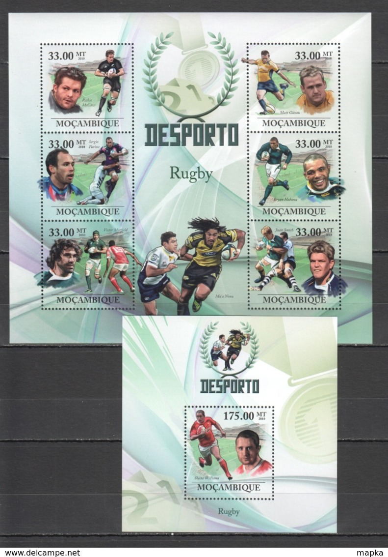 X105 2010 MOZAMBIQUE MOCAMBIQUE SPORTS RUGBY 1SH+1BL MNH - Rugby