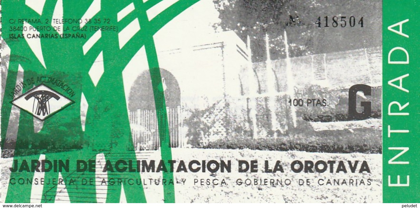 TICKET - ENTRADA / JARDIN DE ACLIMATACION DE LA OROTAVA - 199? - Toegangskaarten