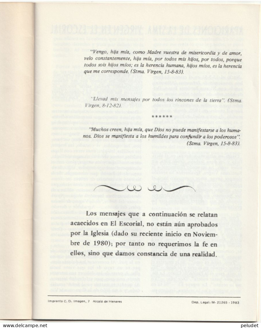 APARICIONES DE LA STMA. VIRGEN EN EL ESCORIAL - 1983 (24X17) - Religione & Scienze Occulte