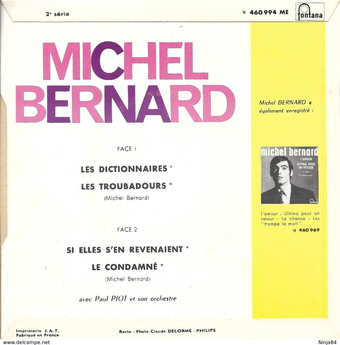 EP 45 RPM (7")  Michel Bernard ‎ "  Si Elles S'en Revenaient  " - Other - French Music