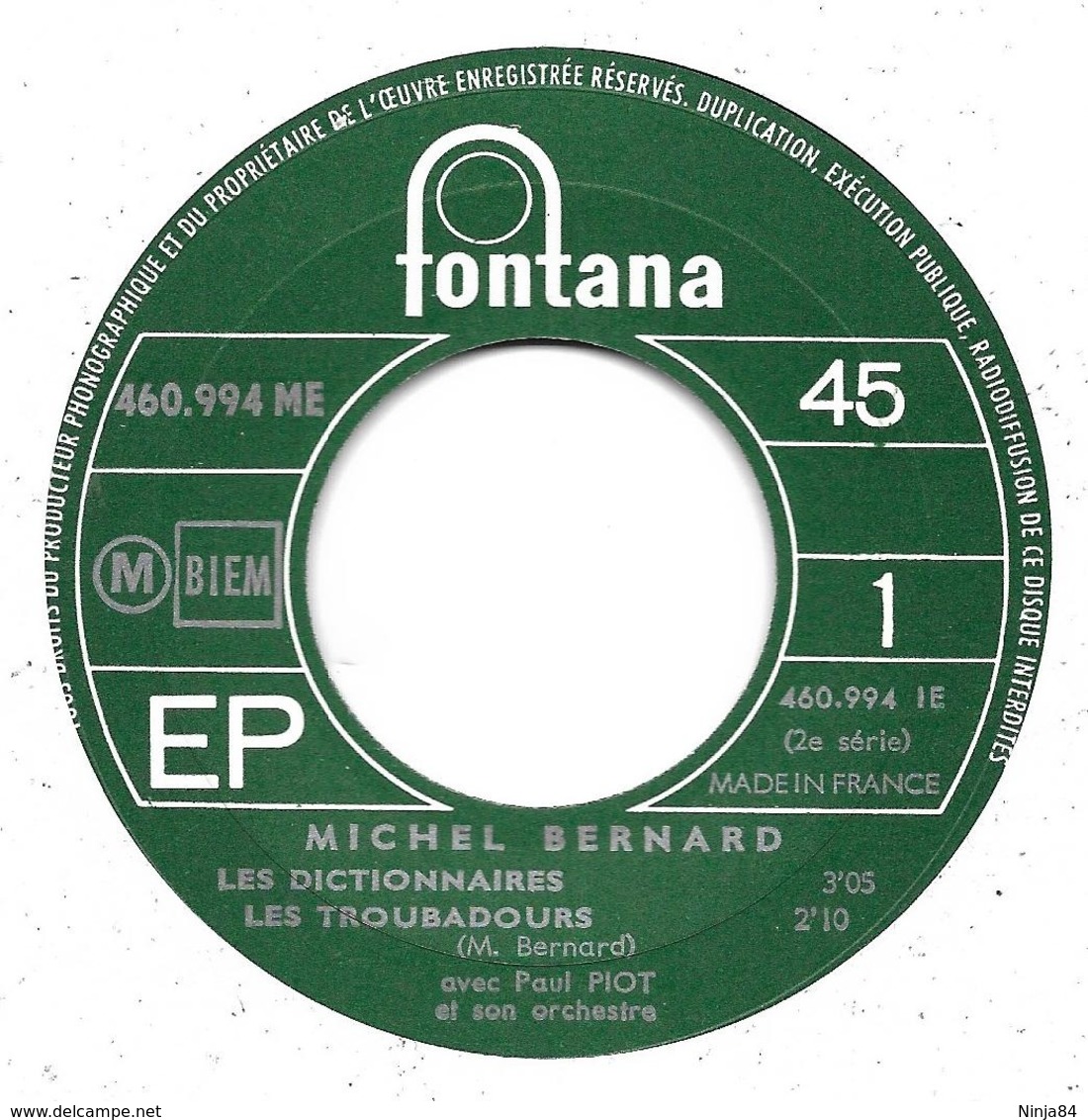 EP 45 RPM (7")  Michel Bernard ‎ "  Si Elles S'en Revenaient  " - Other - French Music