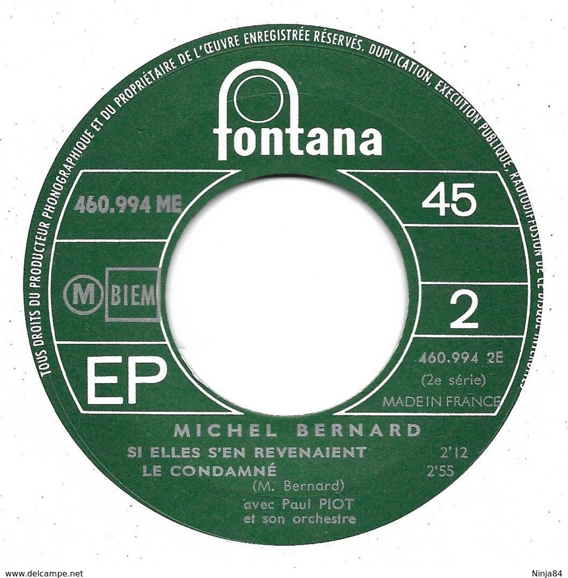 EP 45 RPM (7")  Michel Bernard ‎ "  Si Elles S'en Revenaient  " - Other - French Music