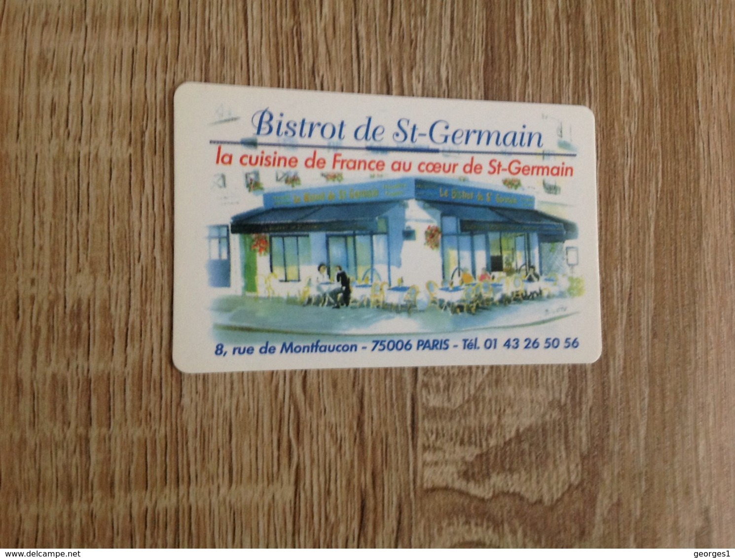 Carte De Visite De Bistrot  Restaurant    Bistrot De Saint Germain   Paris - Cartes De Visite