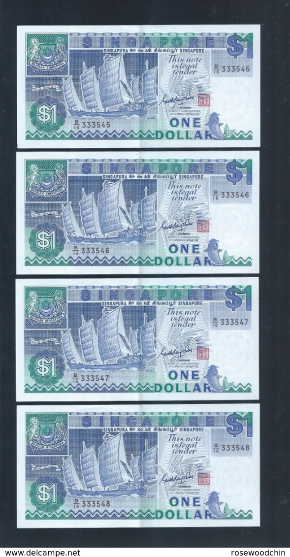 Banknote - Singapore $1 Ship Series 4 Runs Number B/16-333545-548 (#133) XF - Singapur