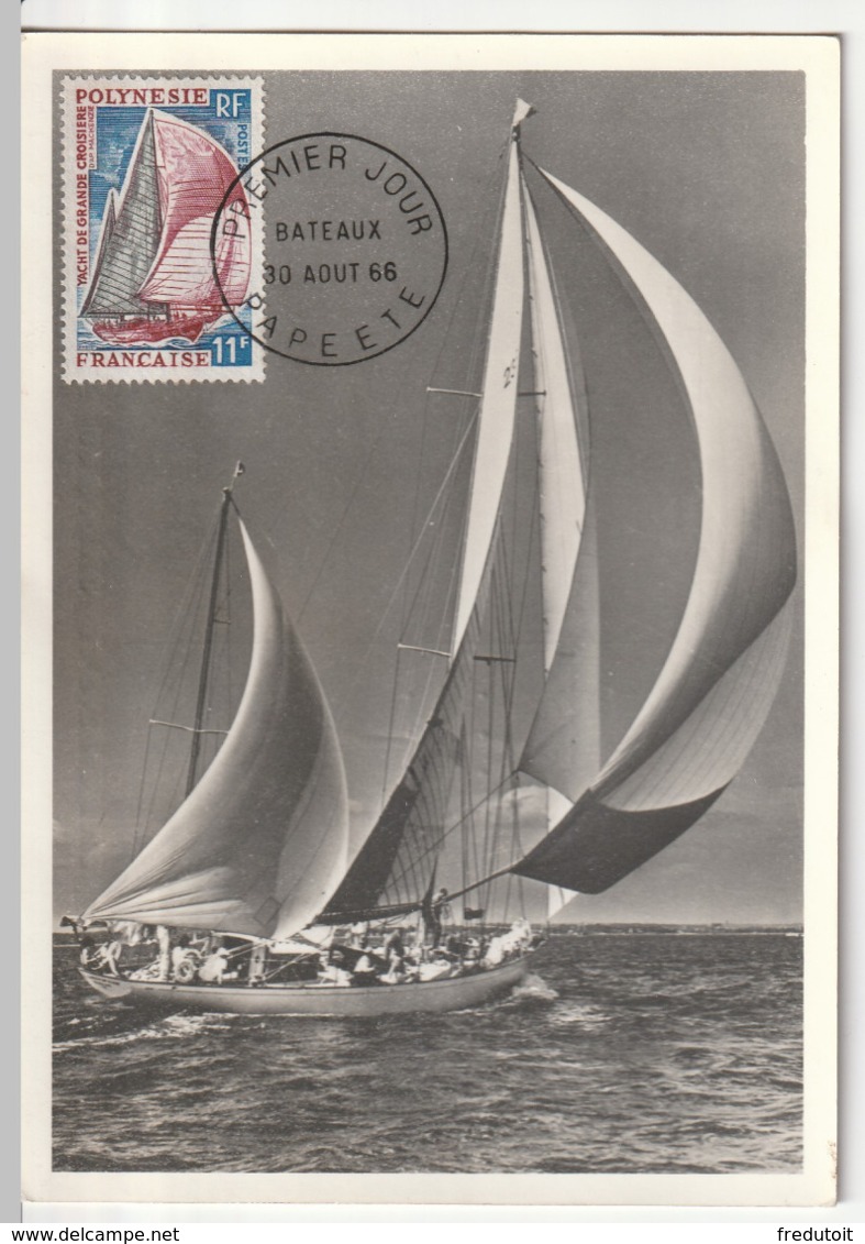 CARTE MAXIMUM - POLYNESIE - N°37 (1966) Bateaux - Maximumkaarten