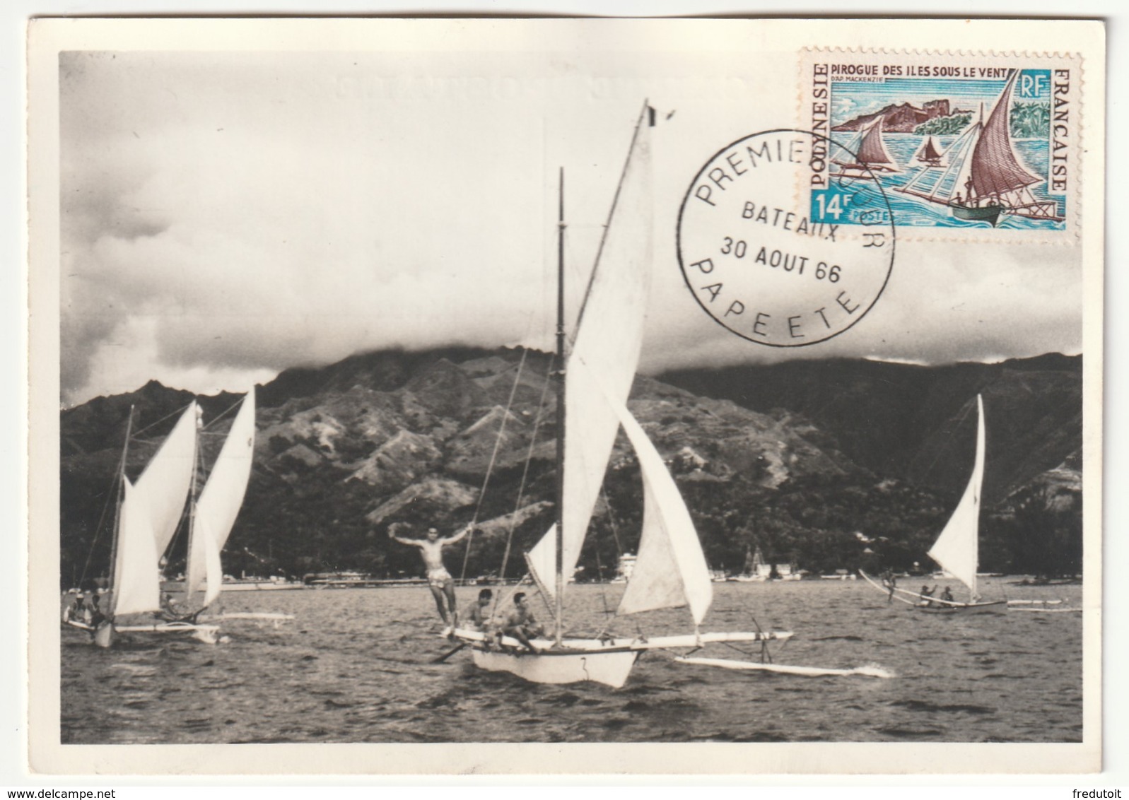 CARTE MAXIMUM - POLYNESIE - N°39 (1966) Bateaux - Cartes-maximum