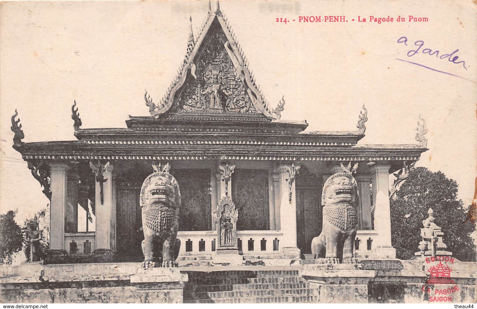 ¤¤   -  CAMBODGE  -  PNOM-PENH  -  La Pagode Du Pnom  -  Oblitération   -  ¤¤ - Kambodscha