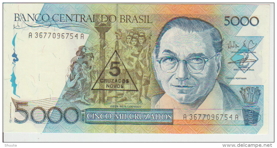 Brasil 5 Cruzados On 5000 Cruzados 1989 Pick 217b UNC - Brazil