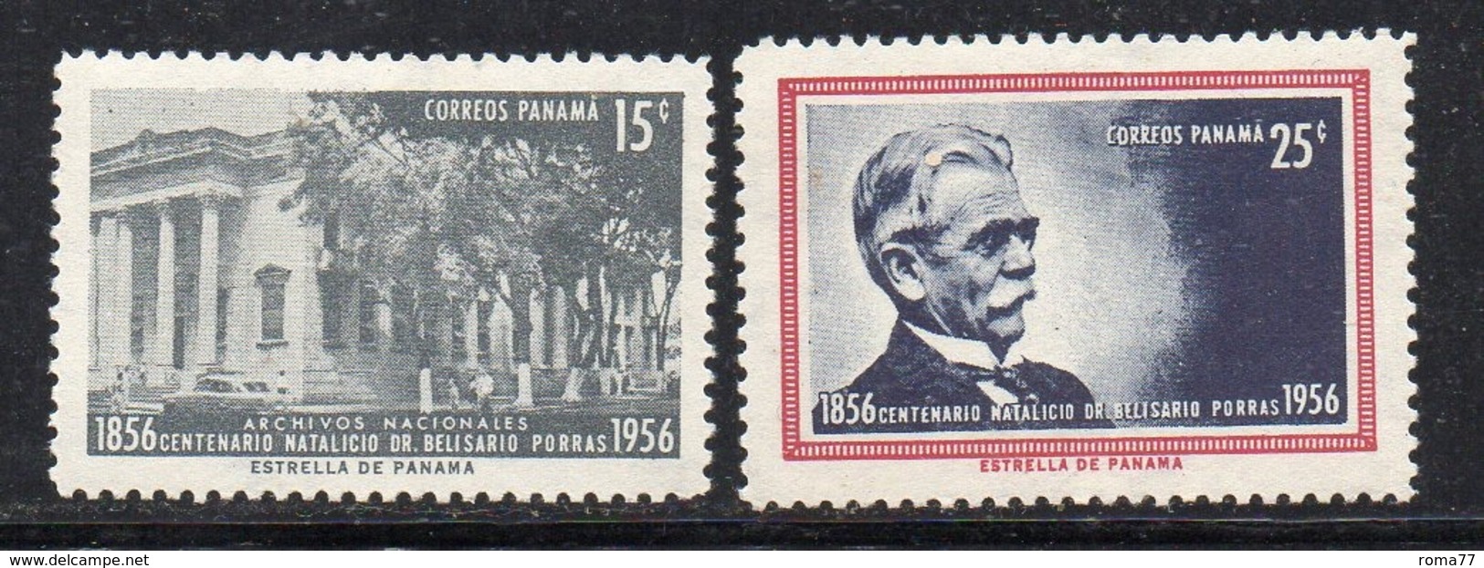 APR760 - PANAMA 1956 , Serie Yvert  306/307  ***  MNH (2380A)  Porras - Panama
