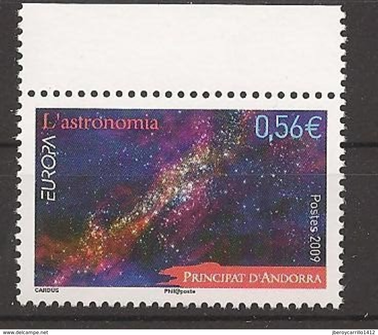 ANDORRA FRANCESA - EUROPA 2009 - TEMA "ASTRONOMIA" - SERIE De 1 V..DENTADO (PERFORATED) - 2009