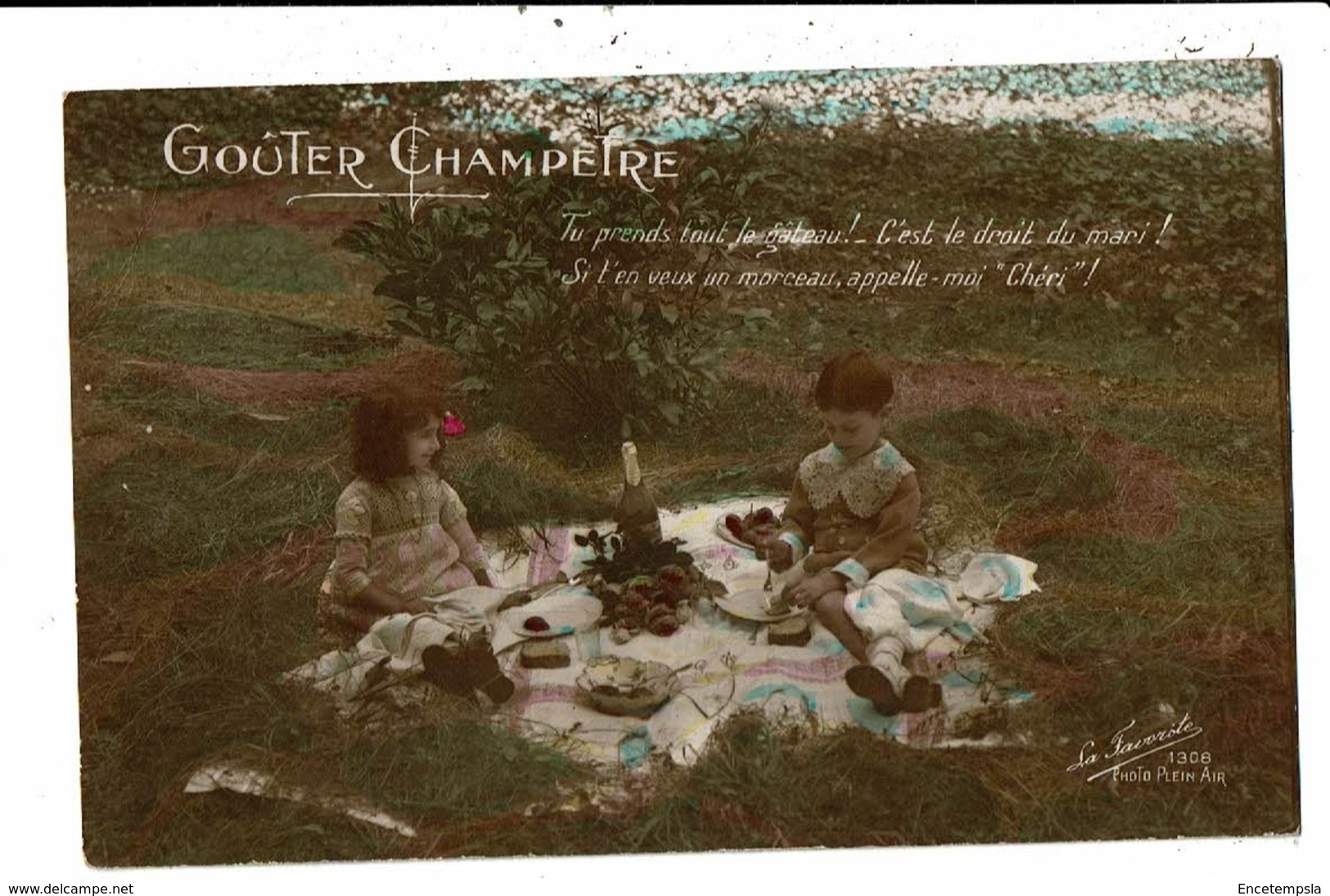 CPA-Carte Postale-FRANCE -Goûter Champêtre :Tu Prends Tout Le Gateau....-VM7357 - Scènes & Paysages