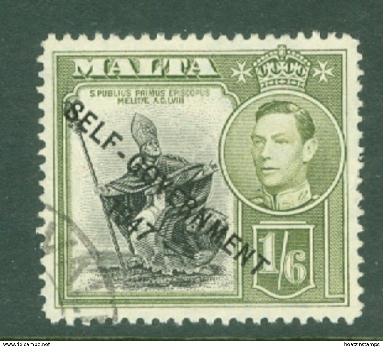 Malta: 1948/53   KGVI 'Self Government' OVPT    SG244    1/6d    Used - Malta (...-1964)