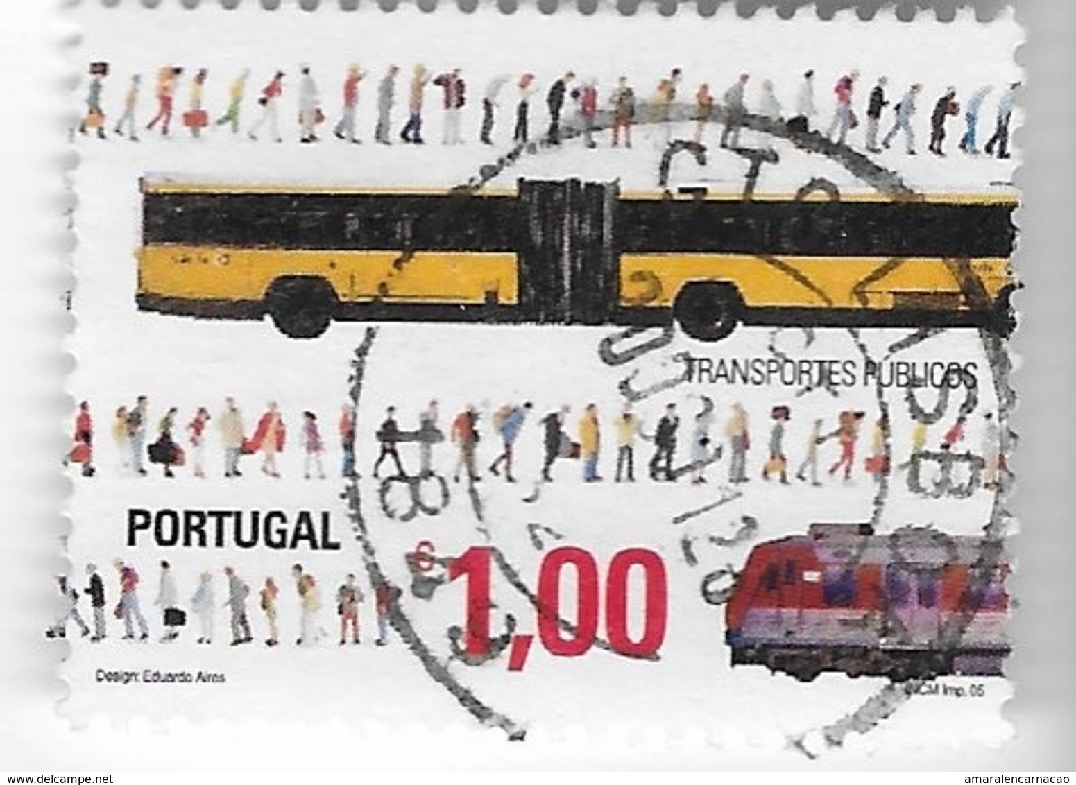 TIMBRES - STAMPS - SELLOS - FRANCOBOLLI - PORTUGAL - 2005 - TRANSPORT PUBLIC - BUS - TIMBRE OBLITÉRÉ - Busses