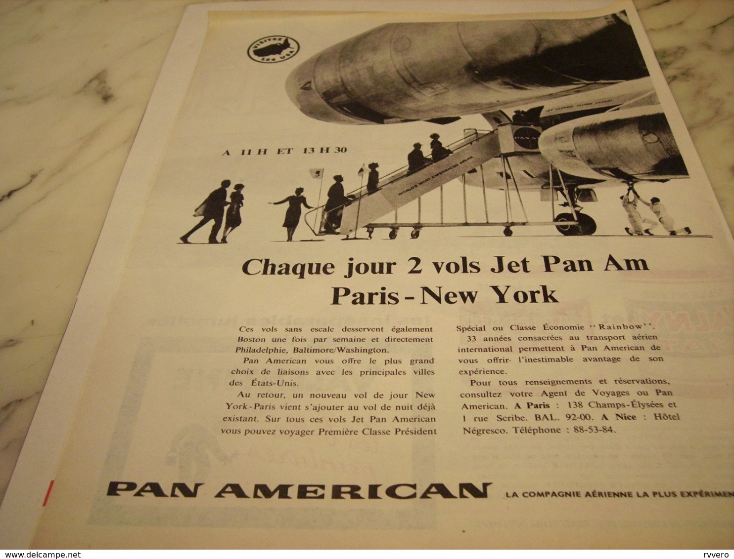 ANCIENNE PUBLICITE PARIS NEW YORK PAN AMERICAN 1961 - Advertisements