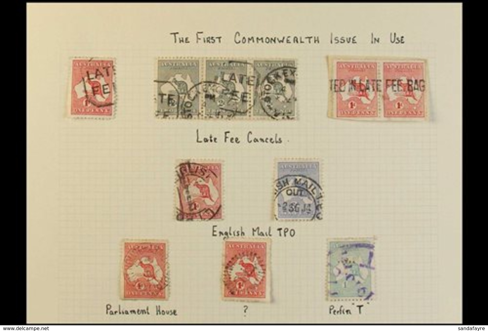 1913-14 POSTMARK GROUP.  A Delightful Range Of The First Issue Kangaroo's That Includes A 1d, Plus 2d Strip Of Three Wit - Sonstige & Ohne Zuordnung