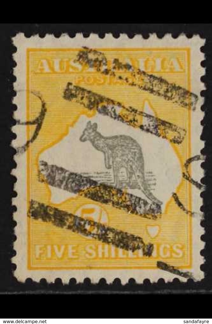 1929-30  5s Grey & Yellow Roo, SG 111, Fine Used With Neat Bar Cancel, Superb Centring, Very Fresh. For More Images, Ple - Other & Unclassified
