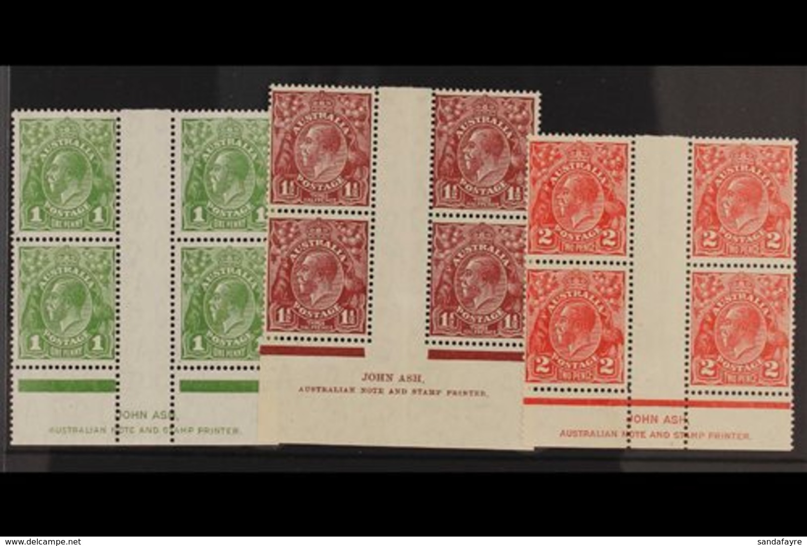 1931-36  1d Green, 1½d Red-brown And 2d Golden Scarlet, SG 125/27, Fine Mint 'JOHN ASH' IMPRINT BLOCKS Of 4, Very Fresh. - Sonstige & Ohne Zuordnung