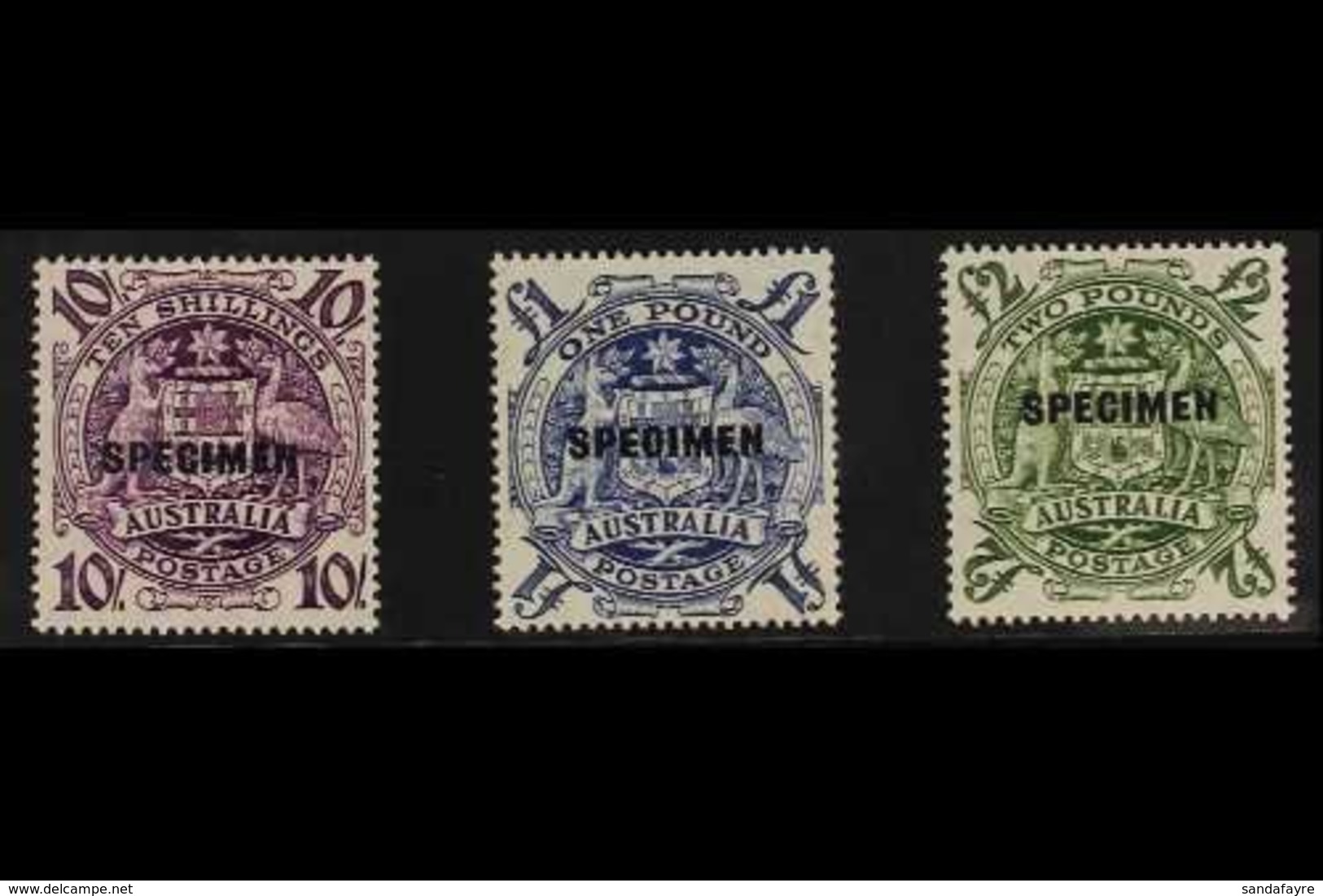 1948-56  10s, £1, And £2 Arms Overprinted "SPECIMEN", SG 224bs/224ds, Never Hinged Mint (3 Stamps) For More Images, Plea - Sonstige & Ohne Zuordnung