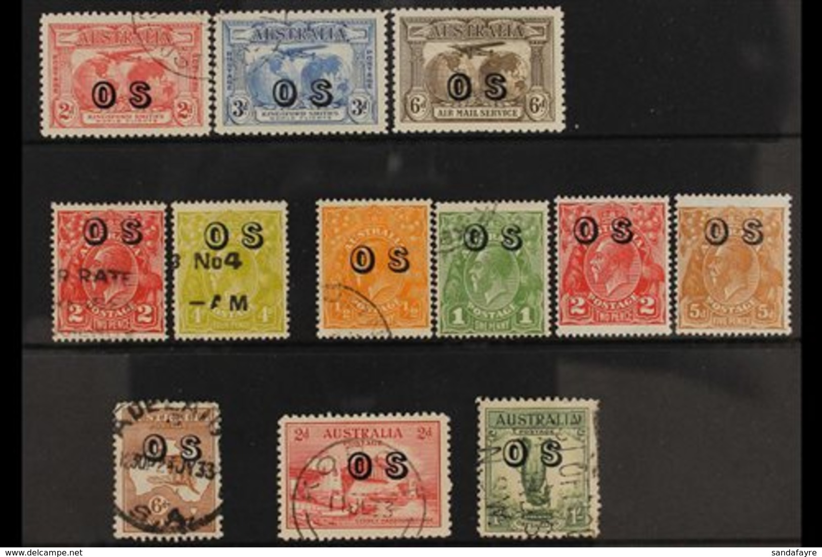 OFFICIALS  1930-33 "OS" Opt'd Mint & Used Range On A Stock Card. Includes 1930 3d Blue Used, 1931 Set Used And 1932-33 N - Other & Unclassified