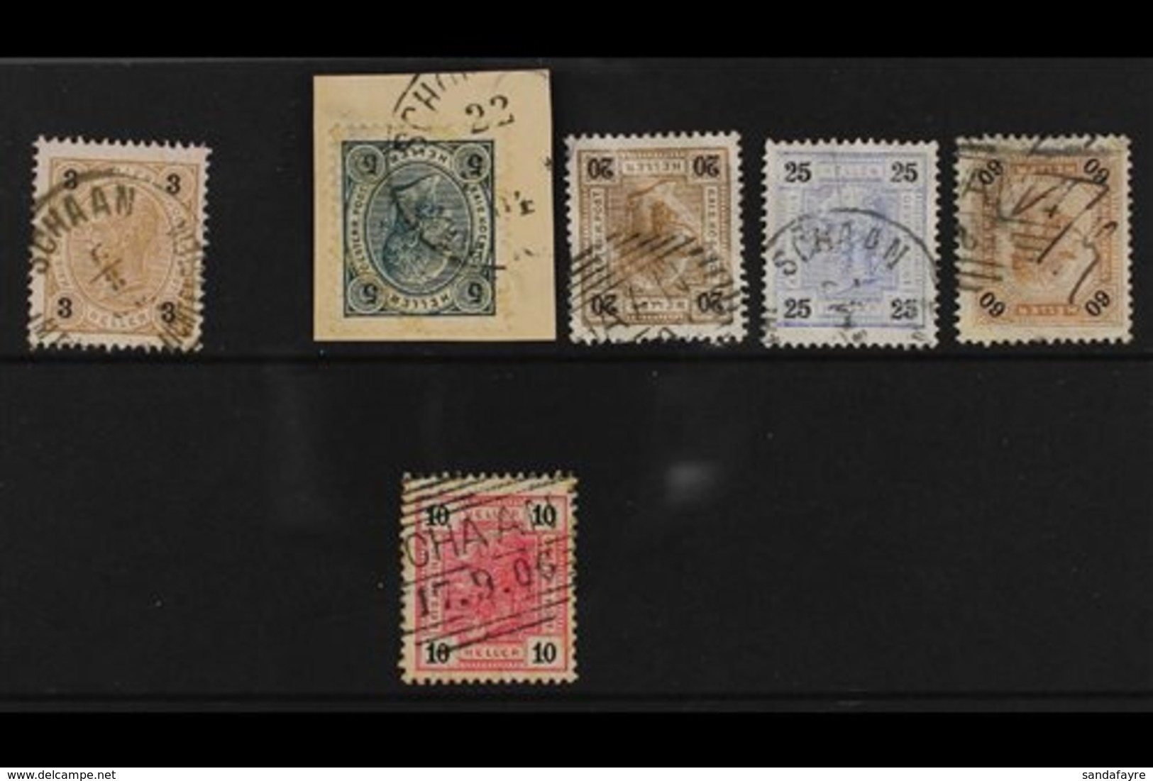USED IN LIECHTENSTEIN  1899-1905 Group Of Stamps With Various "SCHAAN" Cancels, Includes 1899 3h, 1901-03 5h, 20h, 25h & - Sonstige & Ohne Zuordnung