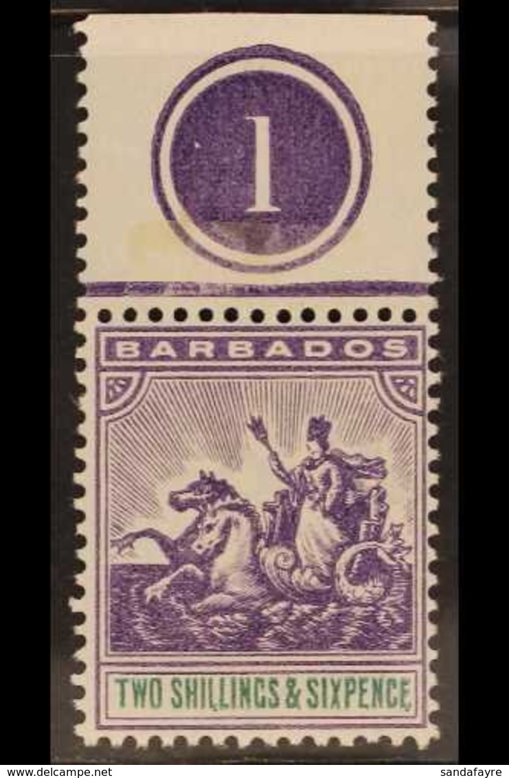 1892-1903  2s.6d. Violet And Green, SG 115, Superb Never Hinged Mint Upper Plate Number Example. For More Images, Please - Barbades (...-1966)