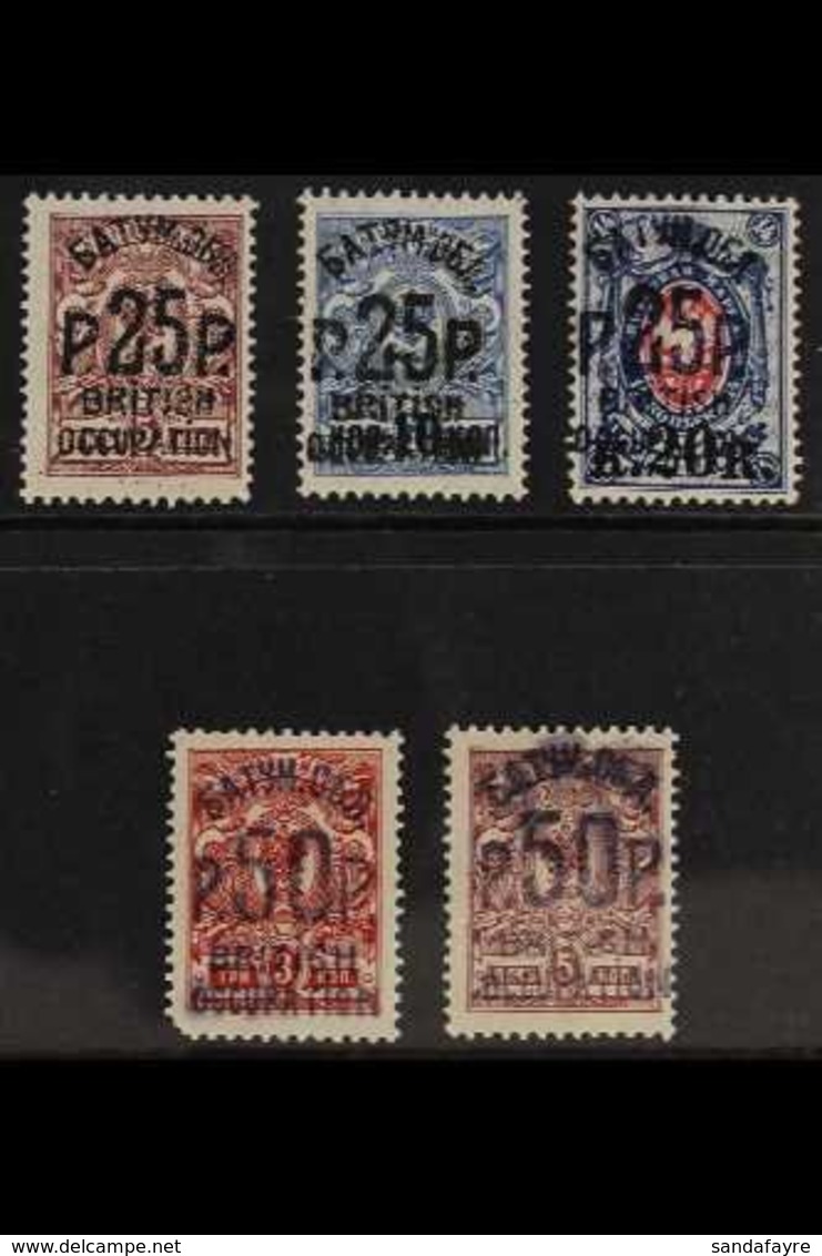 1920  (Jan-Feb) All Different Fine Mint Group Of Local Overprints, Comprising 1920 25r On 5k & 25r On 10k On 7k Opts In  - Batum (1919-1920)