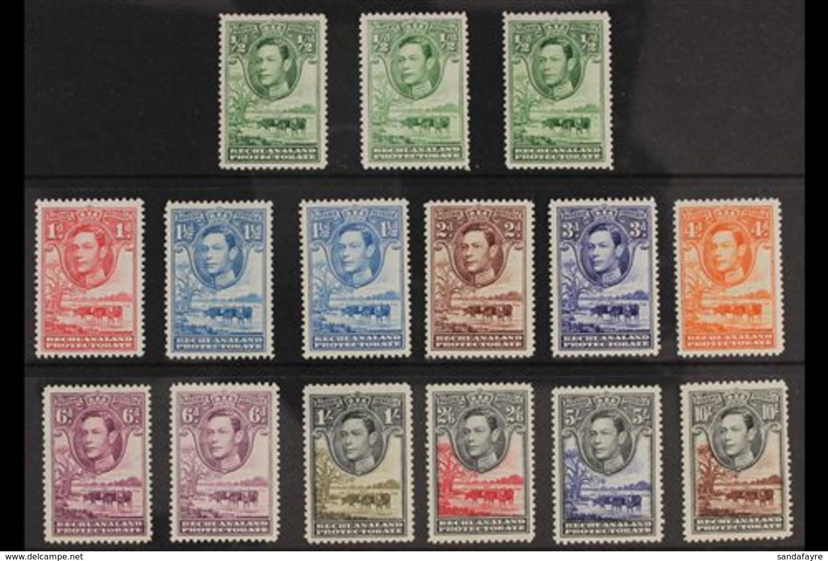 1938-52 SET PLUS SHADES.  A Complete Definitive Set, SG 118/128, With Three ½d Shades And Both 1½d And 6d Shades, Fine M - Sonstige & Ohne Zuordnung
