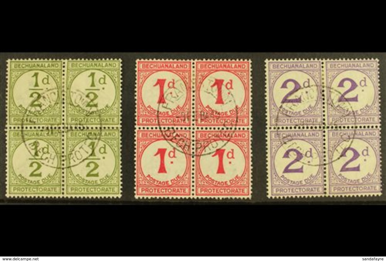 POSTAGE DUES  1932 USED BLOCKS OF FOUR Set On Ordinary Paper, SG D4, D5 And D6, Each Block Bearing Clear 9 Feb 45 Cds Ca - Sonstige & Ohne Zuordnung