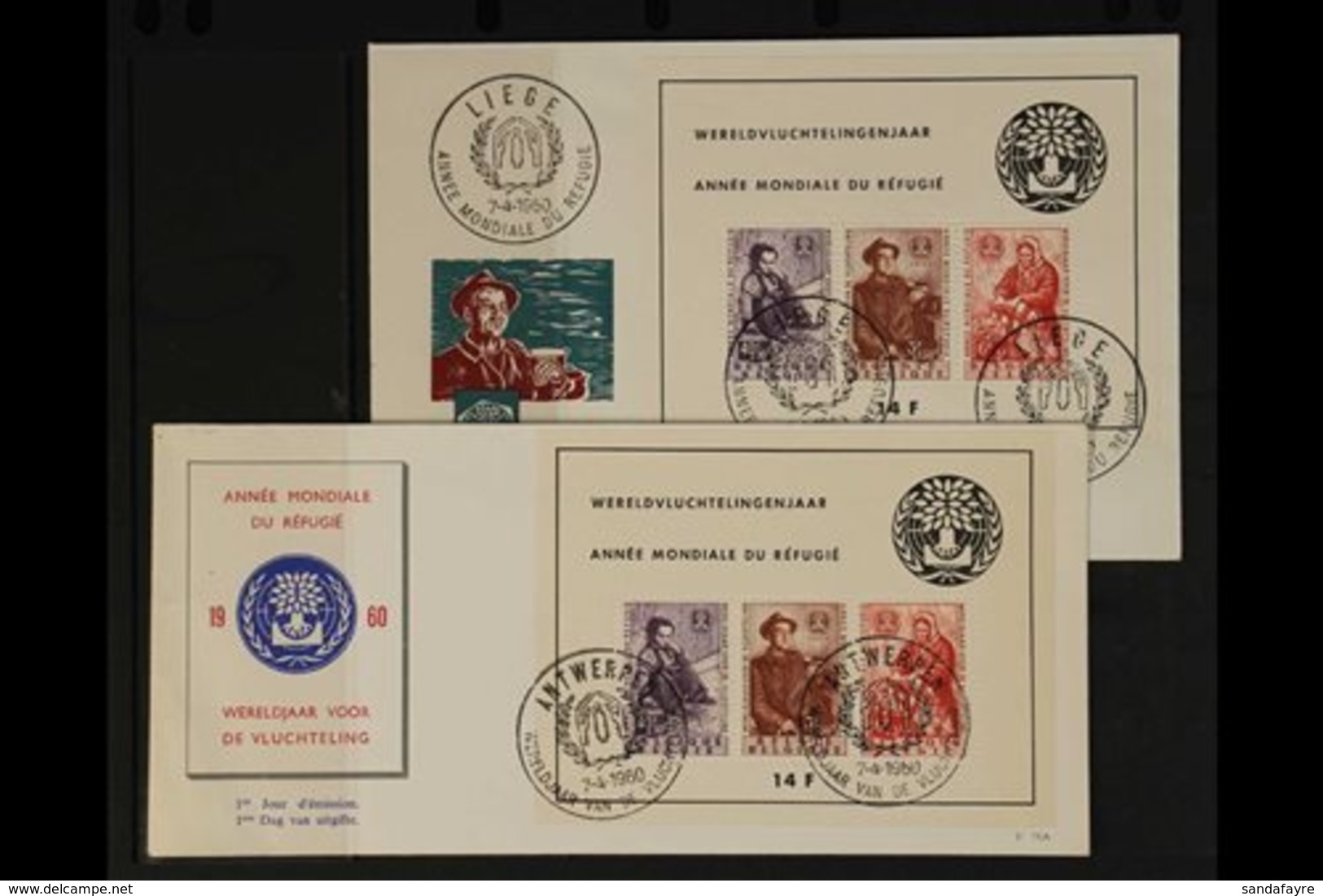 1960  1960 Refugees Mini-sheets (Michel Block 26), Two Different Illustrated Unaddressed First Day Covers, Fresh. (2 FDC - Altri & Non Classificati