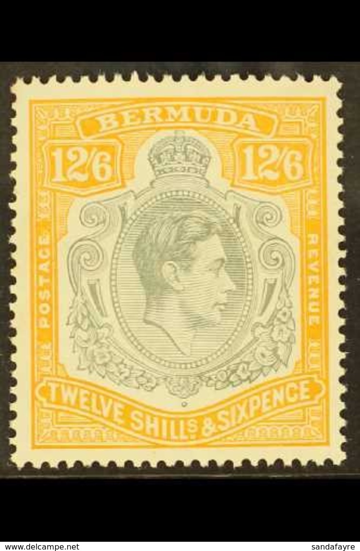 1938  12s.6d Grey And Brownish Orange, SG 120a, Lightly Hinged Mint, Usual Streaky Gum. For More Images, Please Visit Ht - Bermuda