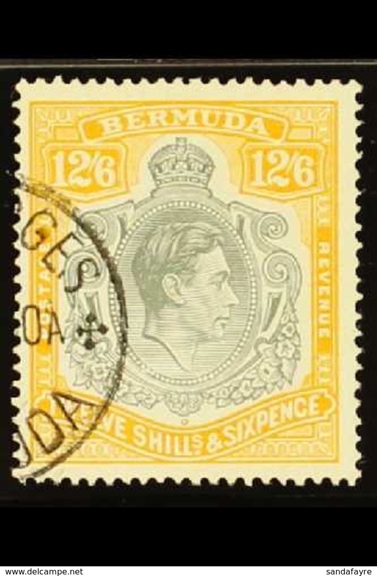 1938-53  12s6d Grey & Brownish Orange, SG 120a, Very Fine Used With Photo Certificate For More Images, Please Visit Http - Bermuda