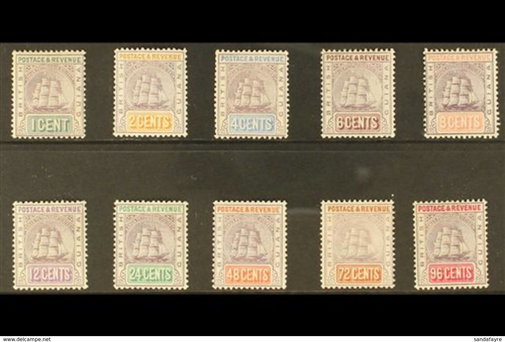 1889  Ship Definitive Set, CA Wmk, SG 193/205, Very Fine Mint (10 Stamps) For More Images, Please Visit Http://www.sanda - British Guiana (...-1966)