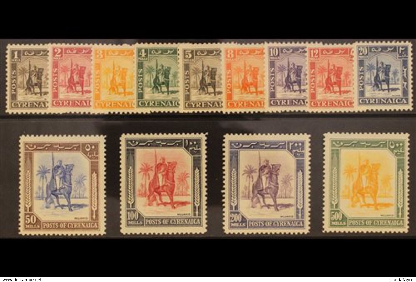 CYRENAICA  1950 Mounted Warrior Set Complete, SG 136/48, Very Fine Mint. (13 Stamps) For More Images, Please Visit Http: - Africa Orientale Italiana