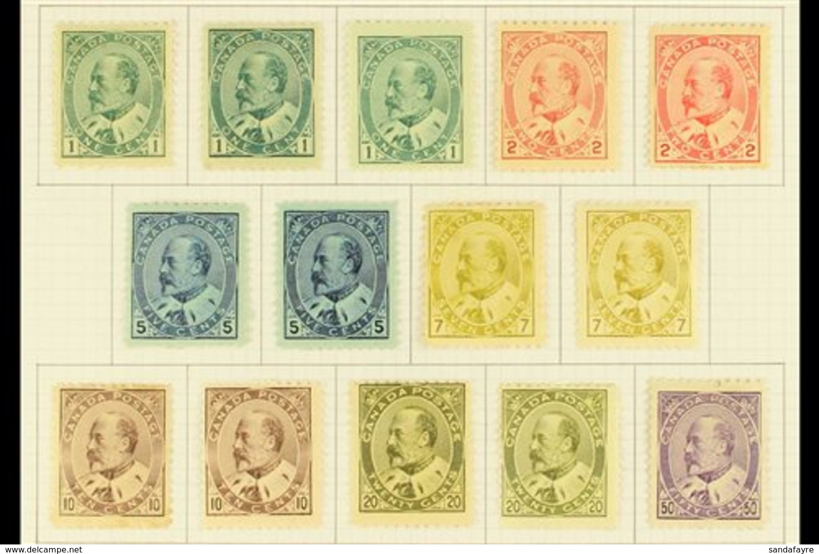 1903-1908 KEVII MINT COLLECTION.  A Fresh & Attractive 'mini- Collection' Hinged Onto Small Part Leaves, Includes 1903-1 - Other & Unclassified