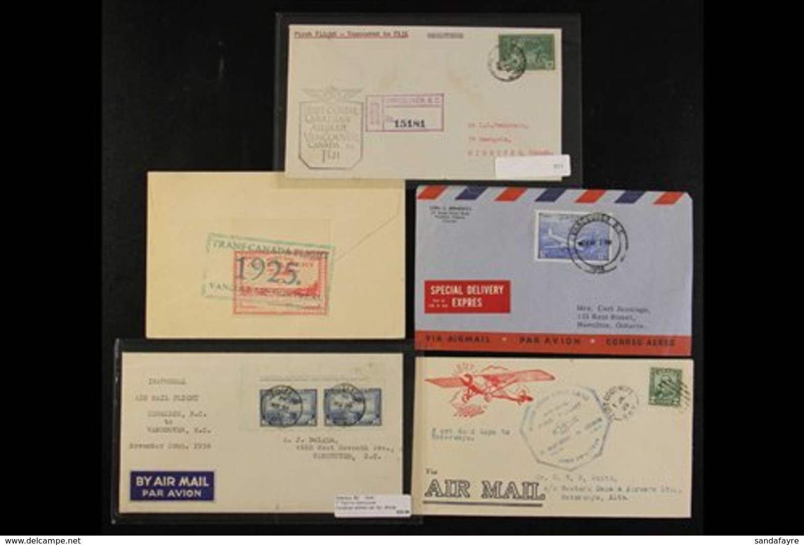 1925-58 FLOWN COVERS COLLECTION  An Interesting Group Which Includes 1924 Imperf X Roulette Laurentide Special Air Deliv - Altri & Non Classificati