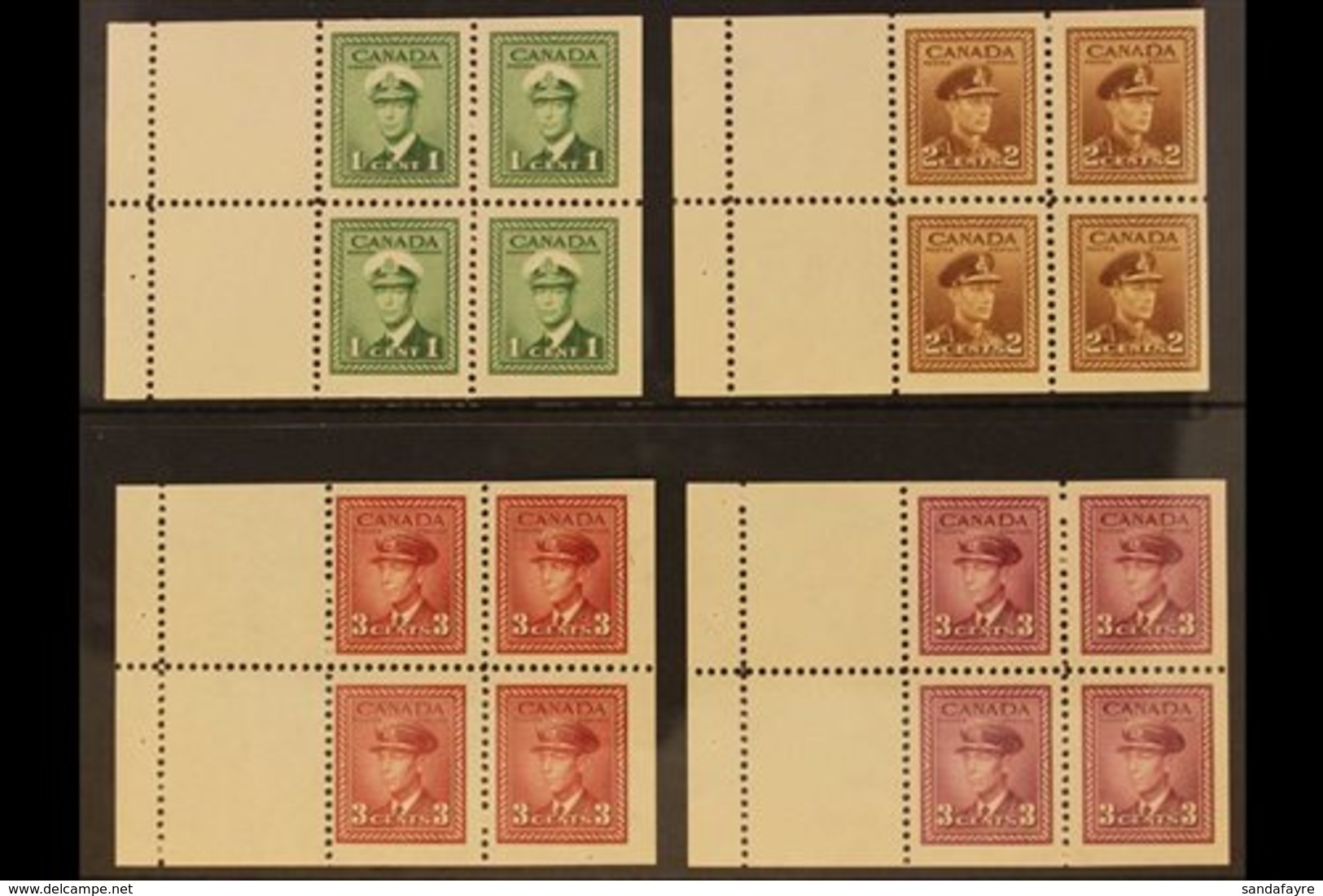 BOOKLET PANES  1942-8 KGVI 1c, 2c & Both 3c War Effort Panes Of 4 + 2 Blank Labels, SG 375a/8a, Fine, Never Hinged Mint  - Other & Unclassified