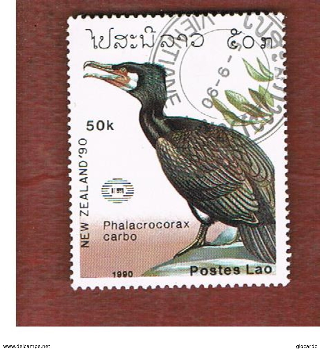 LAOS   -  SG 1209 -  1990  "NEW ZEALAND '90" INT. STAMP EXN.: BIRDS (CORMORANT)  - USED ° - Laos