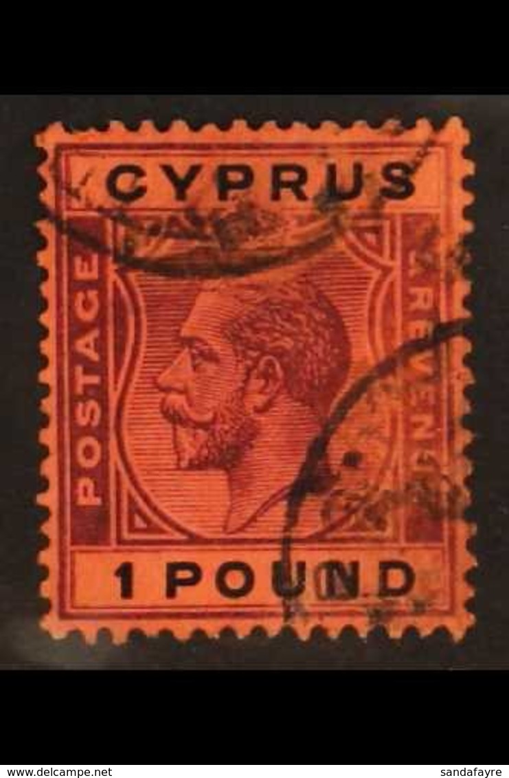 1924  £1 Purple And Black On Red, SG 102, Good Used With Slightly Smudged And Indistinct Cancels. For More Images, Pleas - Altri & Non Classificati
