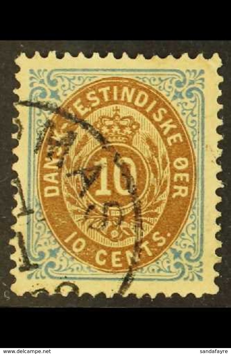 1873-1902  10c Bistre Brown And Blue, Frame Inverted, SG 23a, Fine With Part St Thomas Cds.  For More Images, Please Vis - Danish West Indies