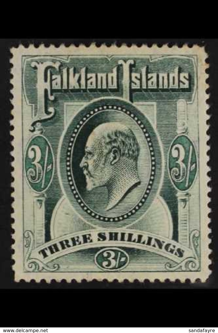 1904  3s Green, Ed VII, SG 49, Very Fine Mint. For More Images, Please Visit Http://www.sandafayre.com/itemdetails.aspx? - Falkland Islands