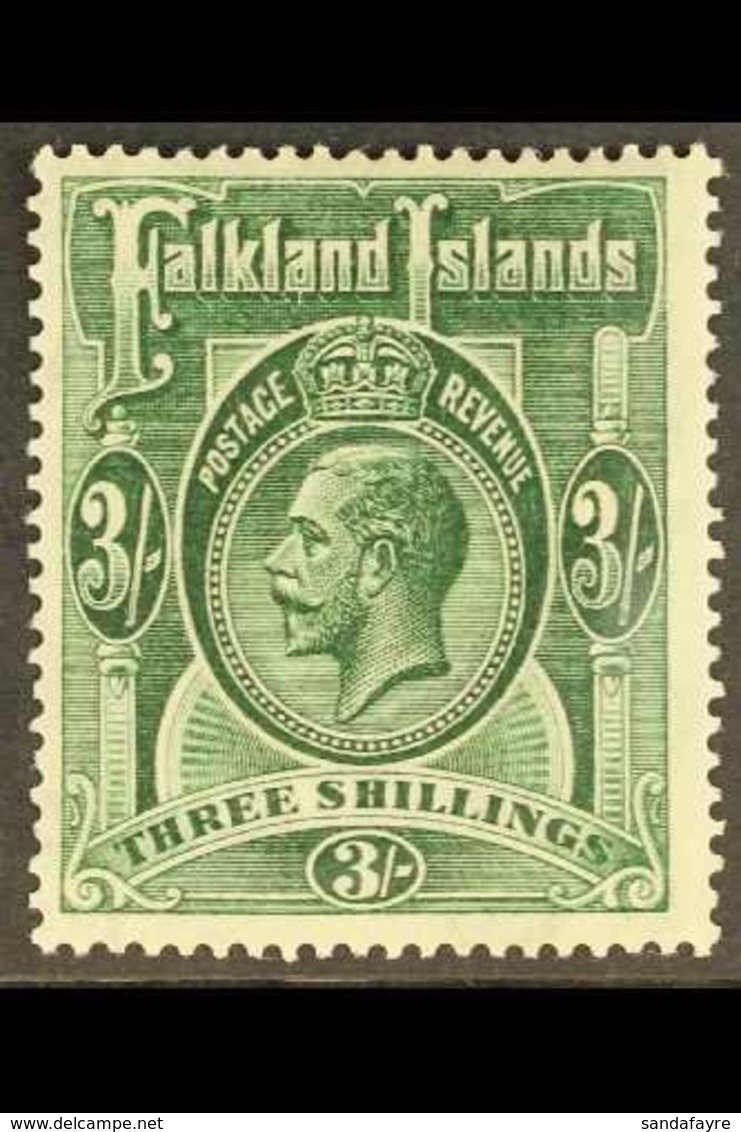 1921-28  3s Slate Green, Script Wmk, SG 80, Fine Mint For More Images, Please Visit Http://www.sandafayre.com/itemdetail - Falkland